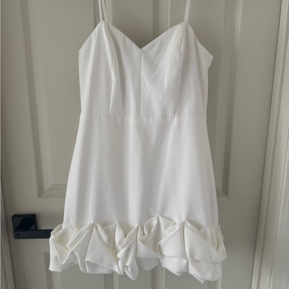 Strapless Bottom Ruffle Dress - White